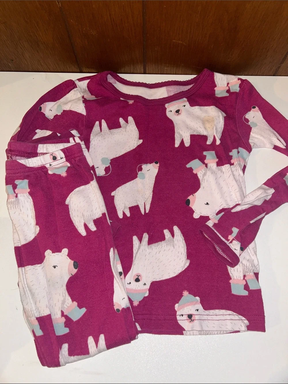 3/$25 Polar Bear Pajama Set in Berry